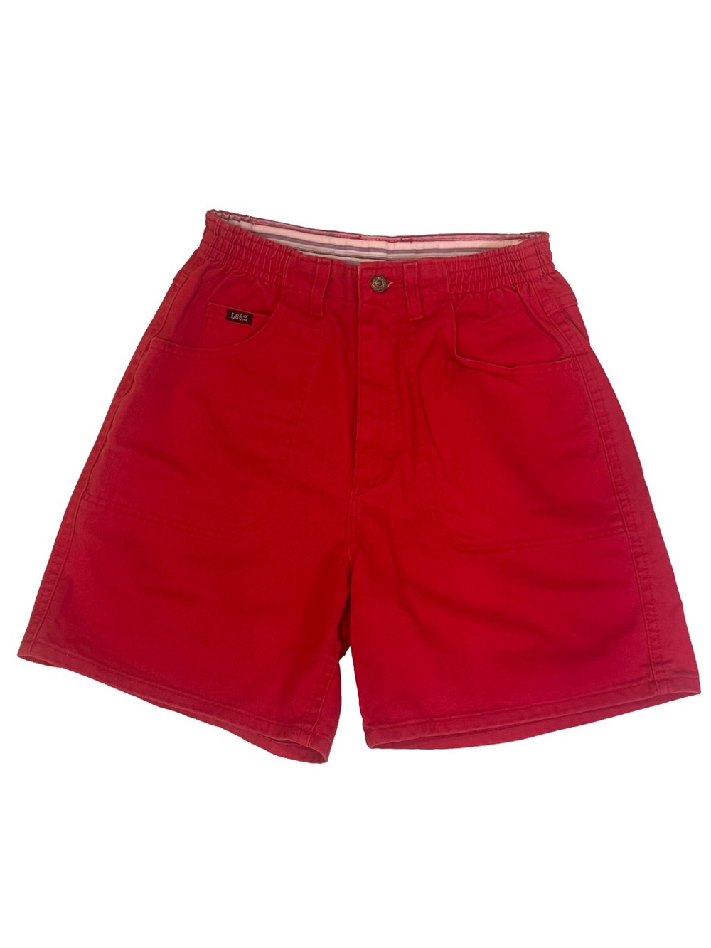 Vintage Lee High Waist Mom Shorts Red 90s Grunge Size 6 USA Made Fits 2-4